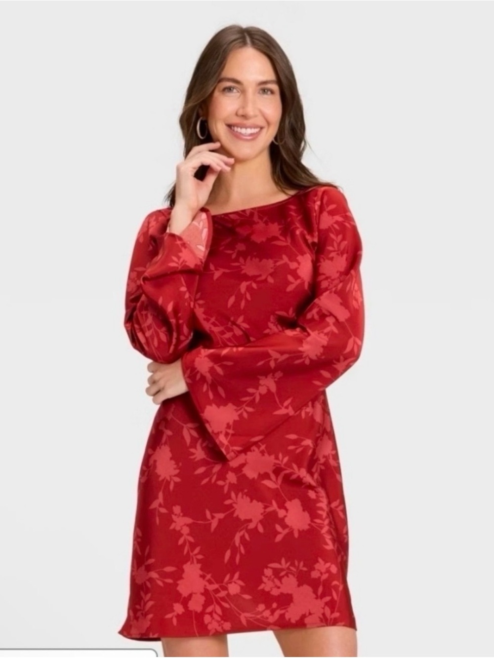A New Day Red Floral Jacquard Mini Dress